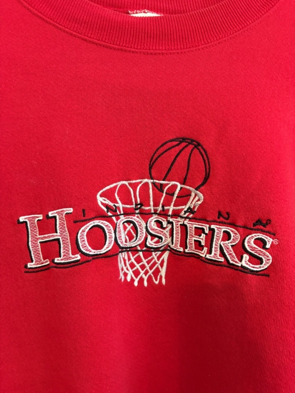 Vintage Indiana University Basketball Embroidered Red Crewneck Sweatshirt XXL - Picture 3 of 6